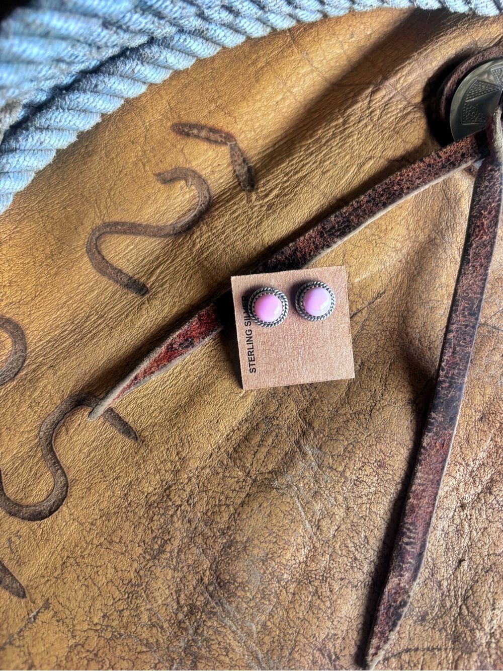 Genuine Pink Conch Stud Earrings